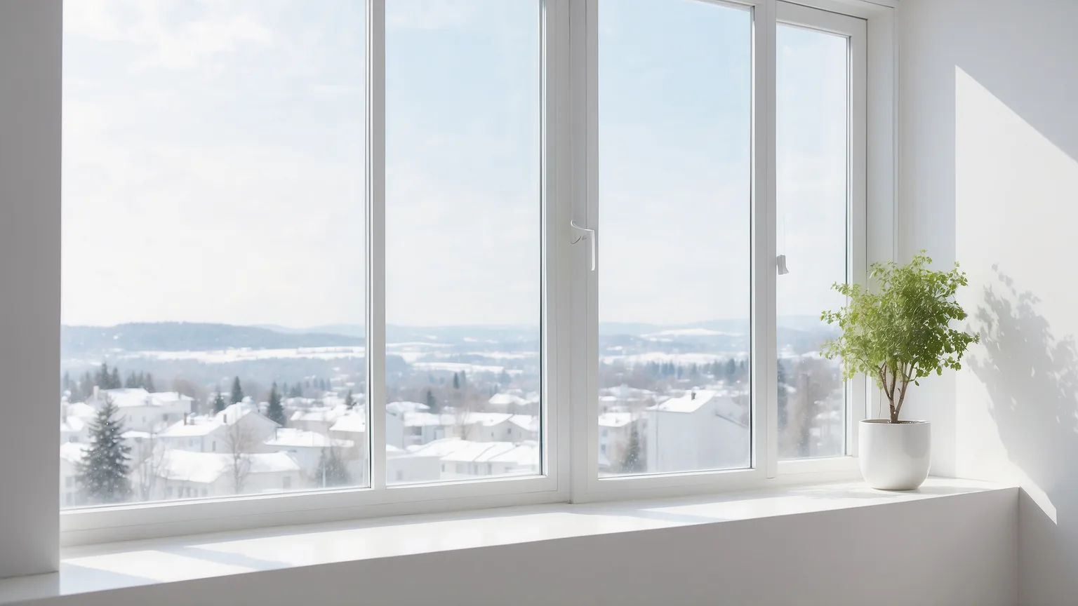 Weit geöffnetes Fenster beim Stoßlüften mit Hygrometer